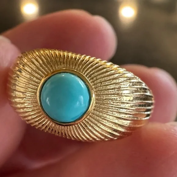 Sterling Silver Turquoise Ring – Made in India, Size 7 - Picture 4 of 5